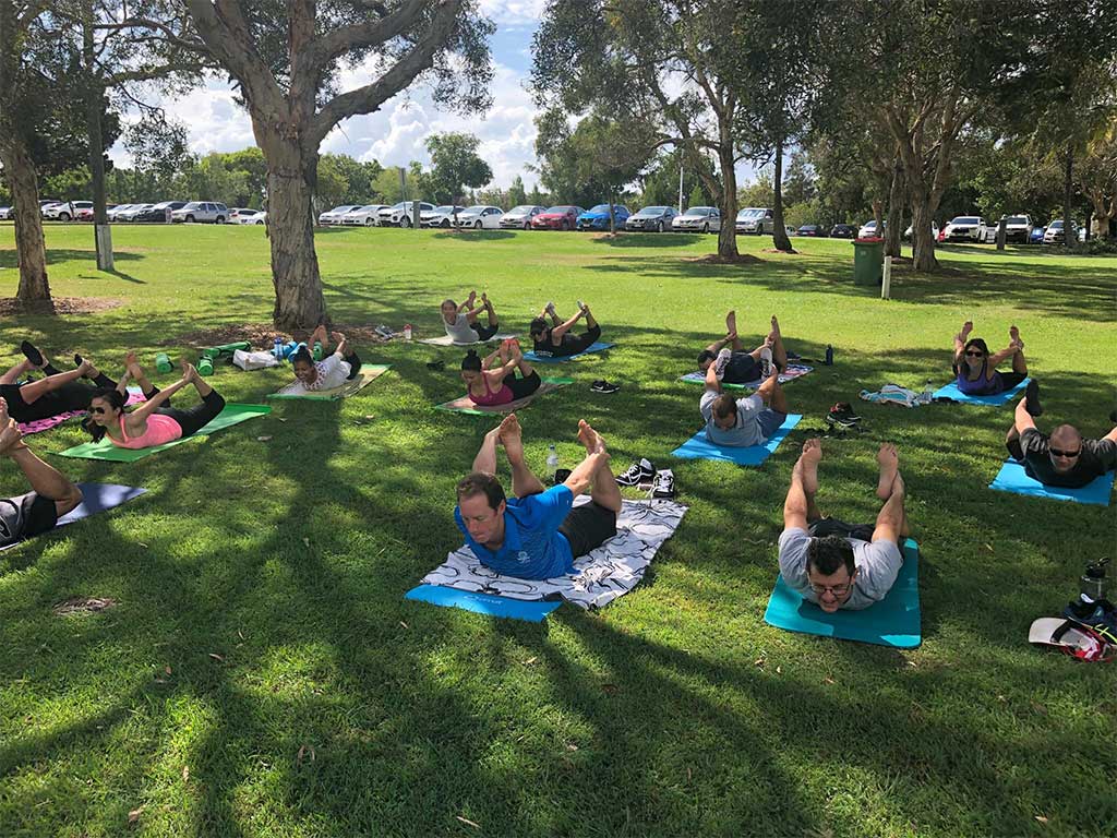 Corporate fitness programs at park